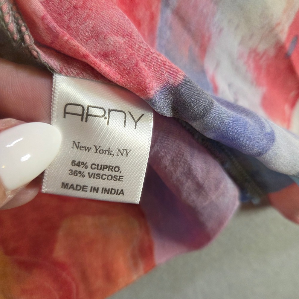 APNY Sheer Colorful Abstract Kimono Cardigan Jacket Cupro Blend Wearable Art M - Picture 5 of 6
